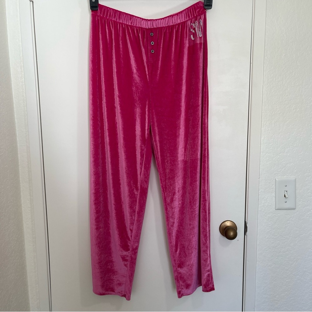 Steve Madden Barbie Pink Lounge Pants XL with SM Logo in Rhinestone Bling Y2K